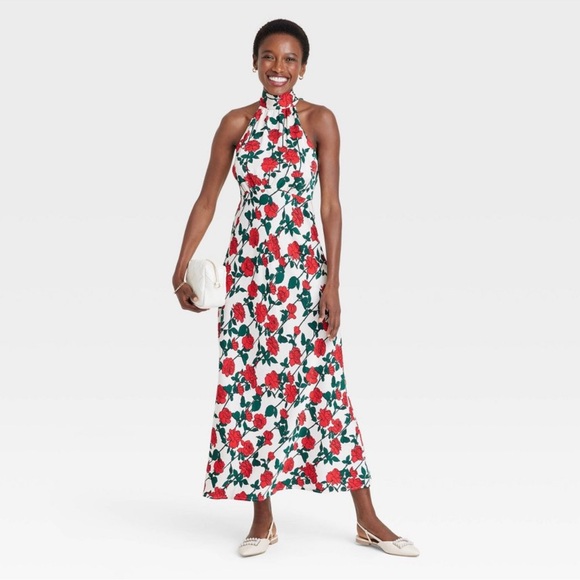 Women's Midi A-Line Dress - A New Day Rose Floral S - Picture 2 of 3